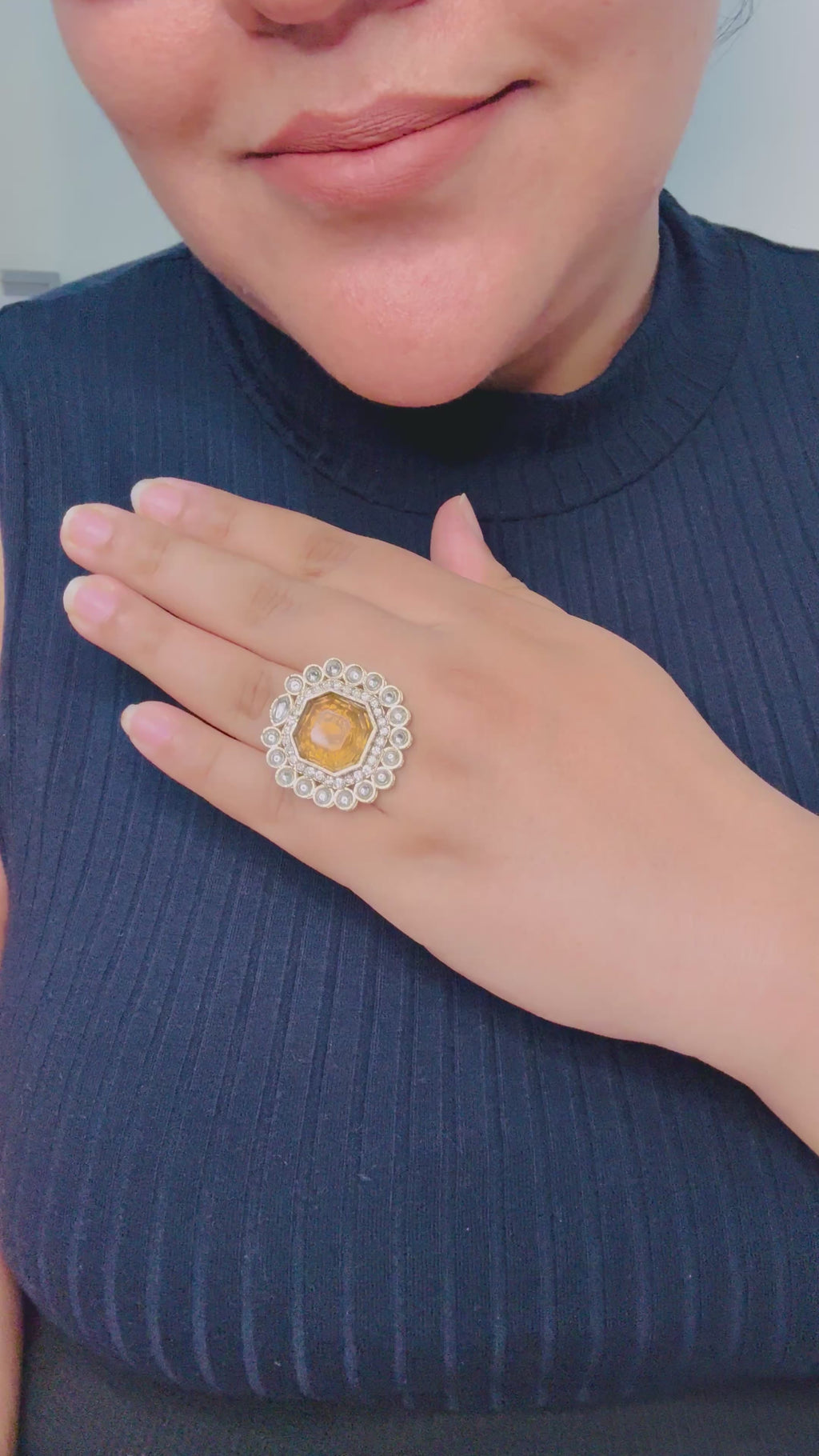 Noir Royale Statement Ring - Adjustable