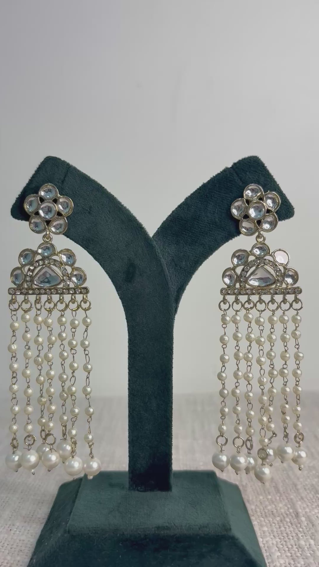 Statement Kundan Pearl Cascade Earrings