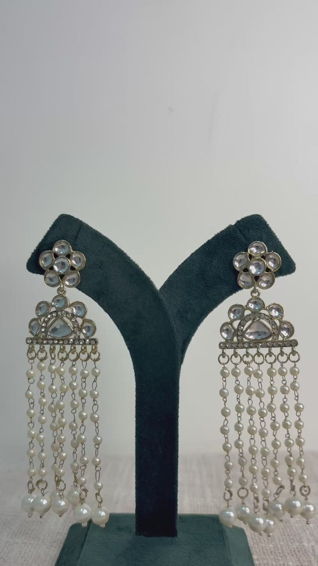 Statement Kundan Pearl Cascade Earrings