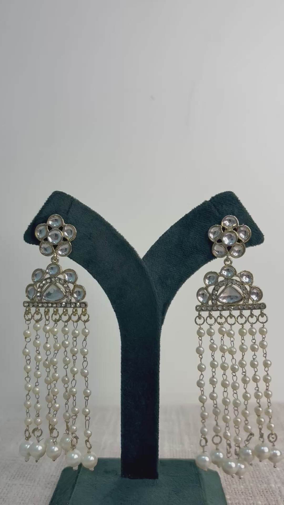 Statement Kundan Pearl Cascade Earrings
